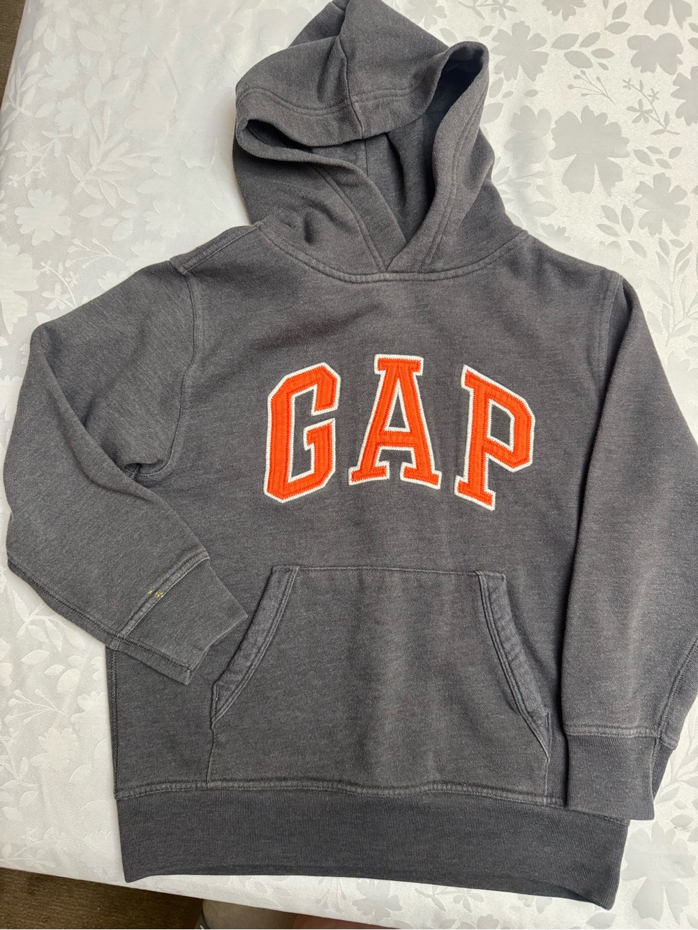 GAP Kids Charcoal Hoodie with Orange Logo Size 10 in GUC